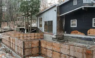 Prepared site with foundation forms for home remodeling and addition project in Baltimore, MD